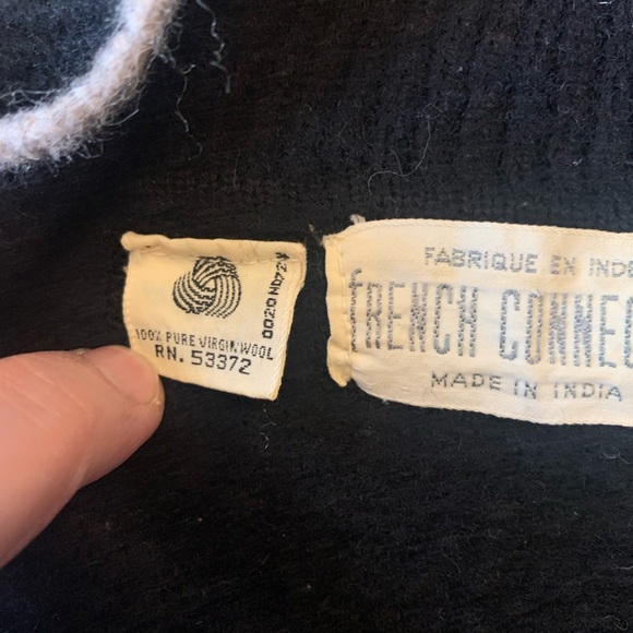 Vintage 70’s French Connection 100% Pure Wool Sweater Gray Black big - Picture 8 of 8